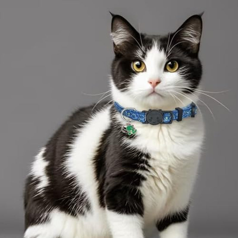 Cat Collar Breakaway, 2 Pack Cotton Cats Collars with Bells, Cute Dinosaurs Shaped for Girl Boy Kittens