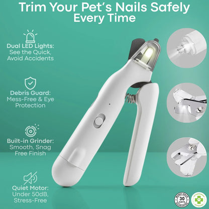 Safetrim | LED Pet Nail Clipper for Dogs & Cats, Safe Claw Grooming Tool